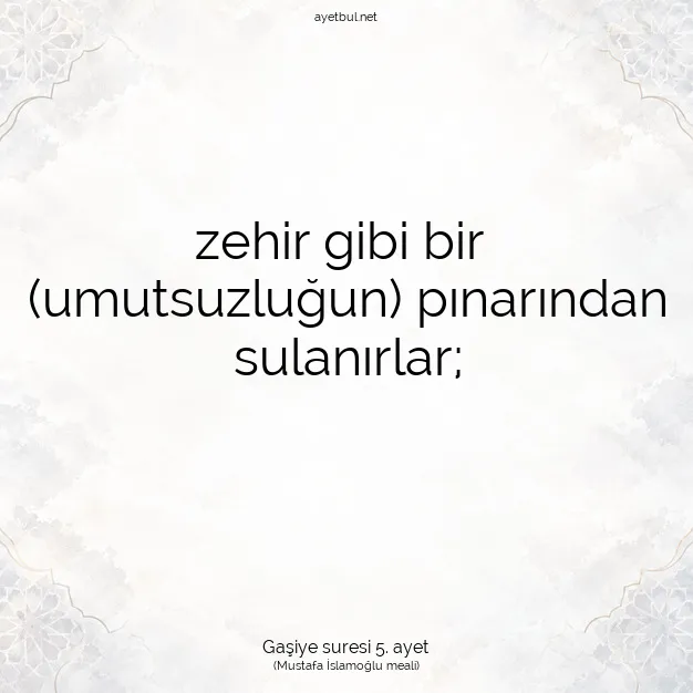 Ayetbul | Kuran Mealleri | Quran | Gaşiye suresi 5. ayet