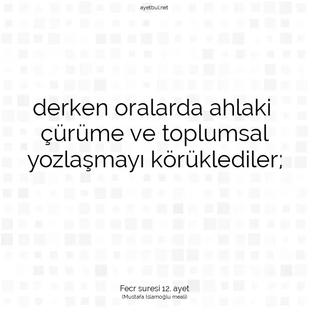 Ayetbul | Kuran Mealleri | Quran | Fecr suresi 12. ayet