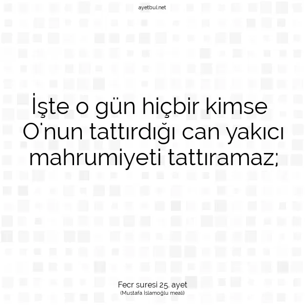 Ayetbul | Kuran Mealleri | Quran | Fecr suresi 25. ayet