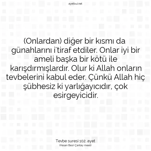 Ayetbul | Kuran Mealleri | Quran | Tevbe suresi 102. ayet
