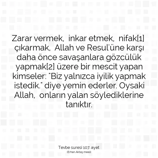 Ayetbul | Kuran Mealleri | Quran | Tevbe suresi 107. ayet