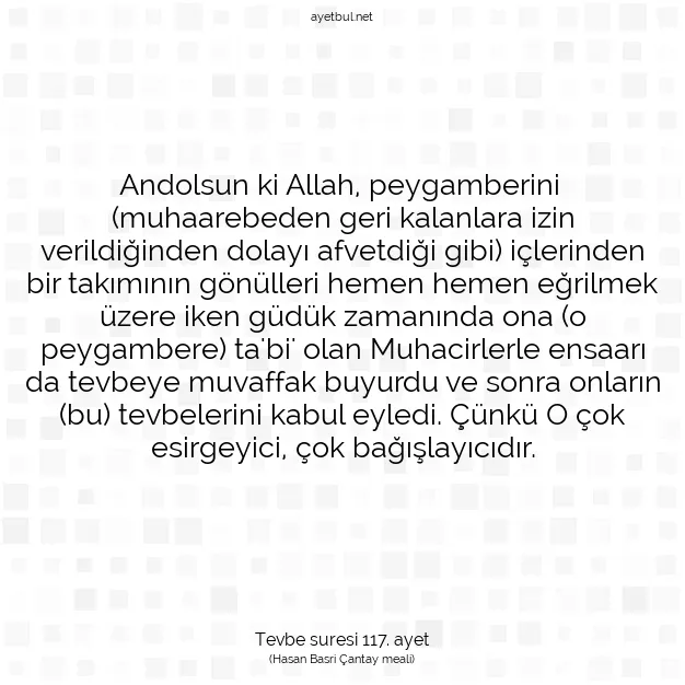 Ayetbul | Kuran Mealleri | Quran | Tevbe suresi 117. ayet