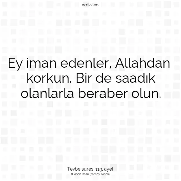 Ayetbul | Kuran Mealleri | Quran | Tevbe suresi 119. ayet