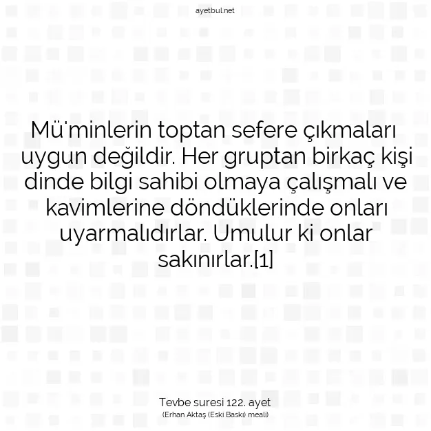 Ayetbul | Kuran Mealleri | Quran | Tevbe suresi 122. ayet