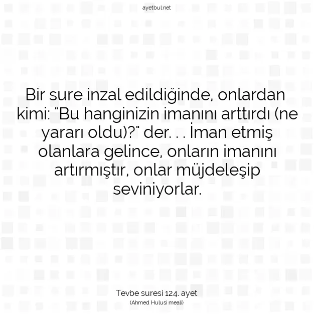 Ayetbul | Kuran Mealleri | Quran | Tevbe suresi 124. ayet