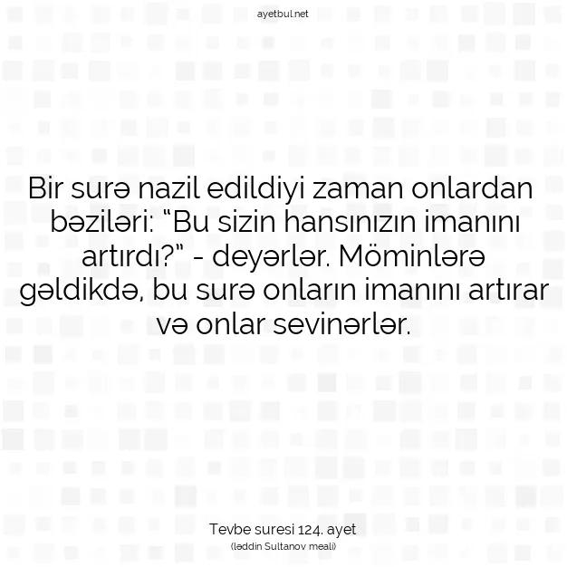 Ayetbul | Kuran Mealleri | Quran | Tevbe suresi 124. ayet