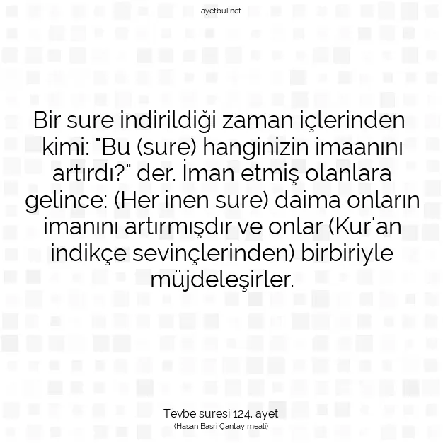 Ayetbul | Kuran Mealleri | Quran | Tevbe suresi 124. ayet