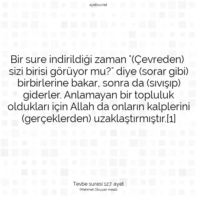 Ayetbul | Kuran Mealleri | Quran | Tevbe suresi 127. ayet