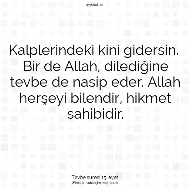 Ayetbul | Kuran Mealleri | Quran | Tevbe suresi 15. ayet