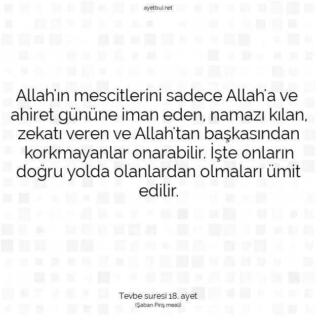 Ayetbul | Kuran Mealleri | Quran | Tevbe suresi 18. ayet
