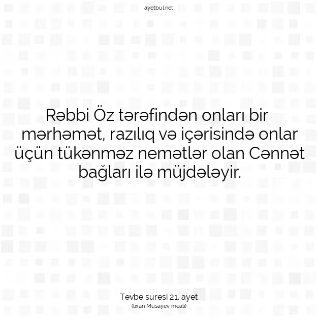 Ayetbul | Kuran Mealleri | Quran | Tevbe suresi 21. ayet