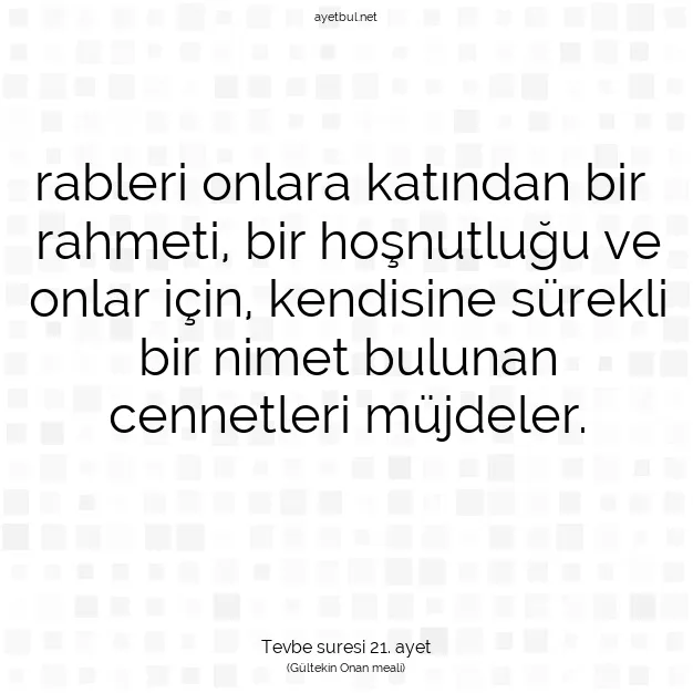 Ayetbul | Kuran Mealleri | Quran | Tevbe suresi 21. ayet