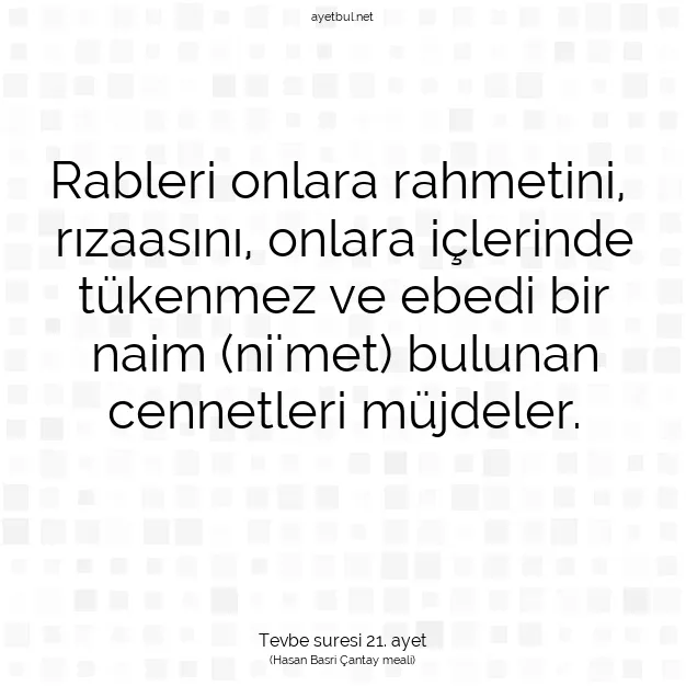 Ayetbul | Kuran Mealleri | Quran | Tevbe suresi 21. ayet