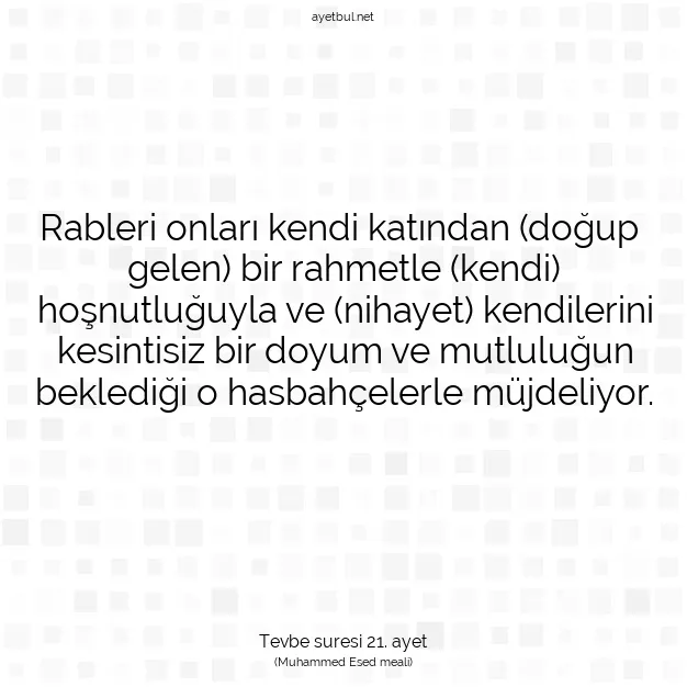 Ayetbul | Kuran Mealleri | Quran | Tevbe suresi 21. ayet