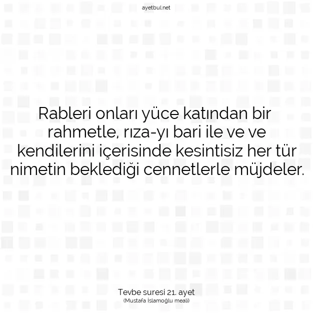 Ayetbul | Kuran Mealleri | Quran | Tevbe suresi 21. ayet