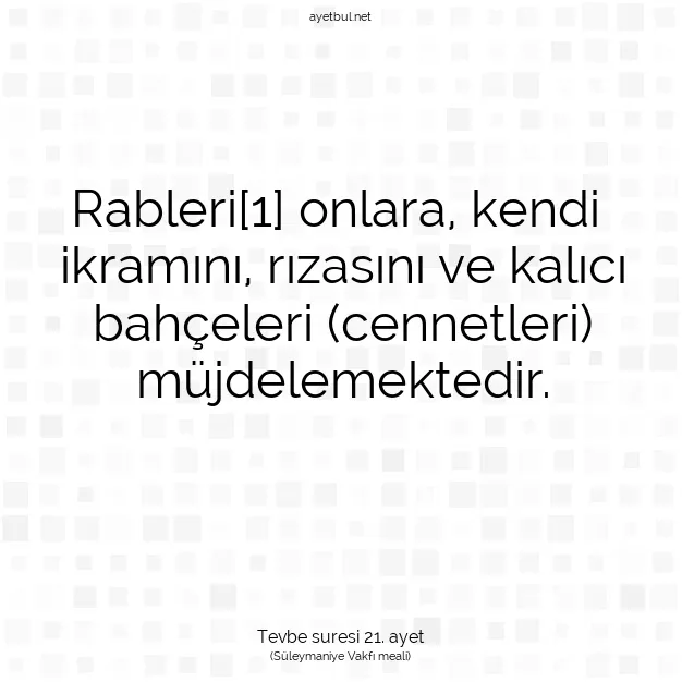 Ayetbul | Kuran Mealleri | Quran | Tevbe suresi 21. ayet