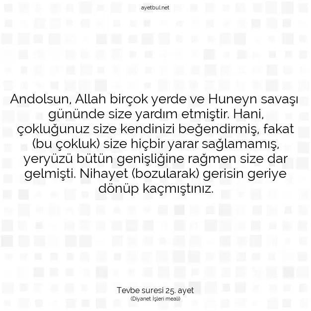 Ayetbul | Kuran Mealleri | Quran | Tevbe suresi 25. ayet