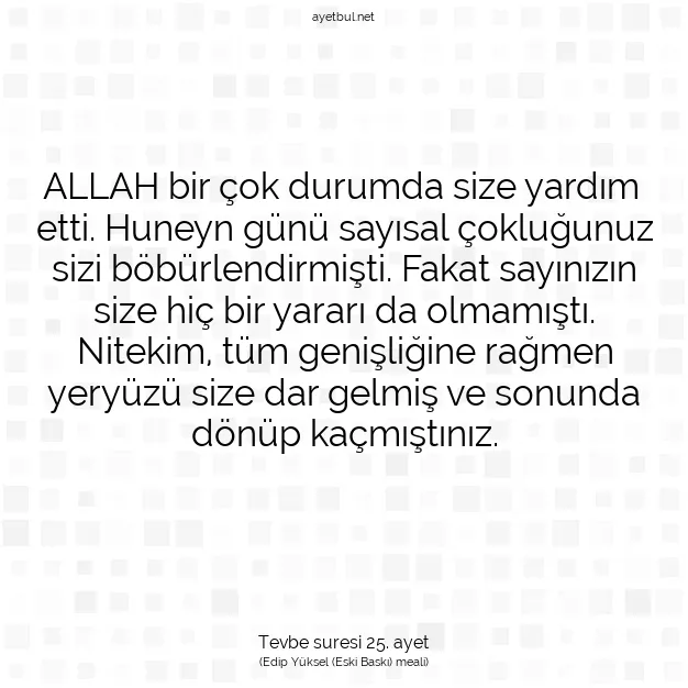 Ayetbul | Kuran Mealleri | Quran | Tevbe suresi 25. ayet