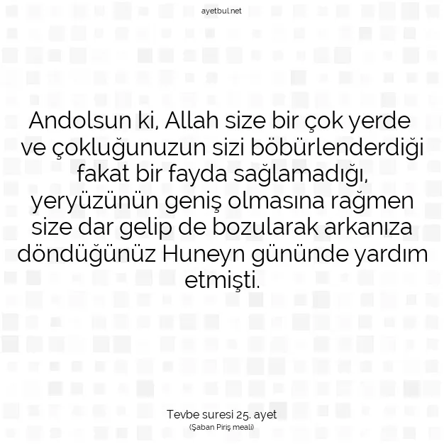 Ayetbul | Kuran Mealleri | Quran | Tevbe suresi 25. ayet