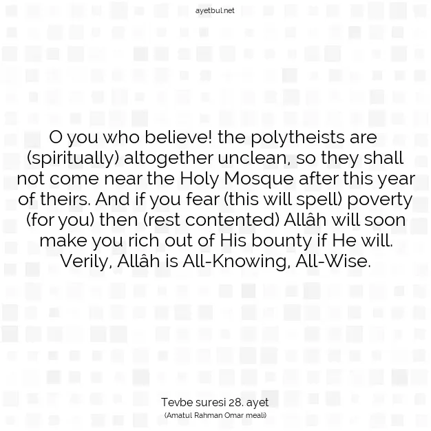 Ayetbul | Kuran Mealleri | Quran | Tevbe suresi 28. ayet