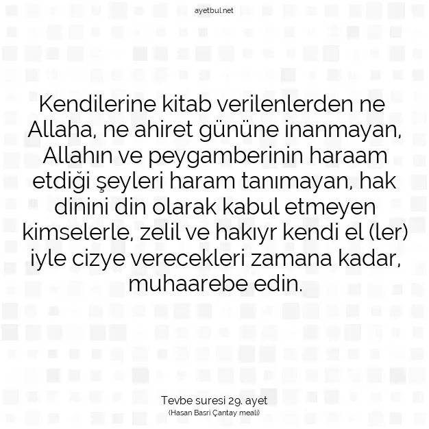 Ayetbul | Kuran Mealleri | Quran | Tevbe suresi 29. ayet