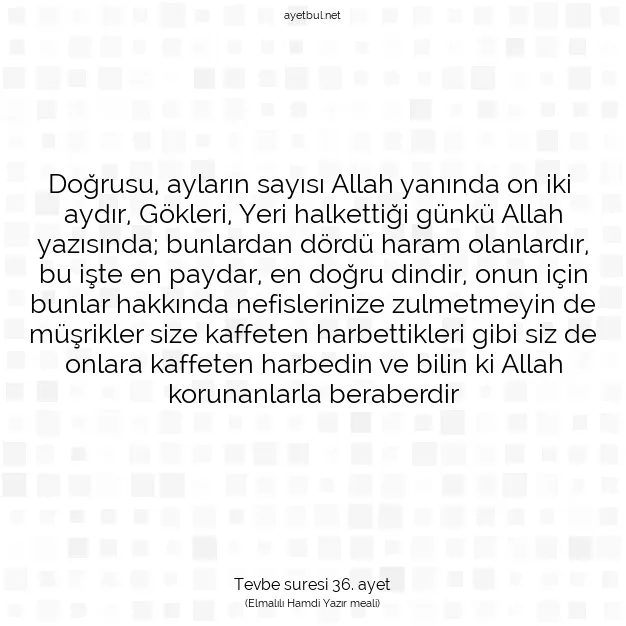 Ayetbul | Kuran Mealleri | Quran | Tevbe suresi 36. ayet