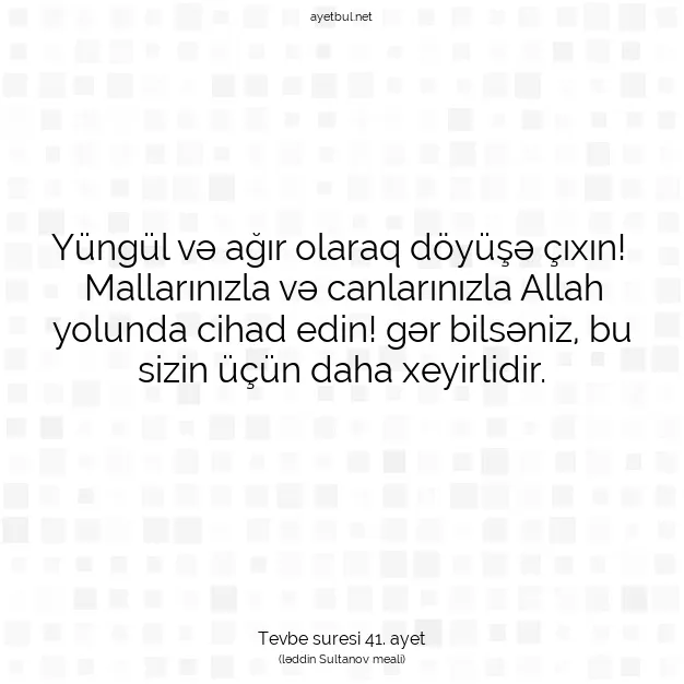 Ayetbul | Kuran Mealleri | Quran | Tevbe suresi 41. ayet