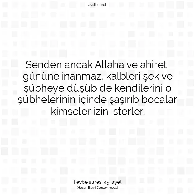 Ayetbul | Kuran Mealleri | Quran | Tevbe suresi 45. ayet