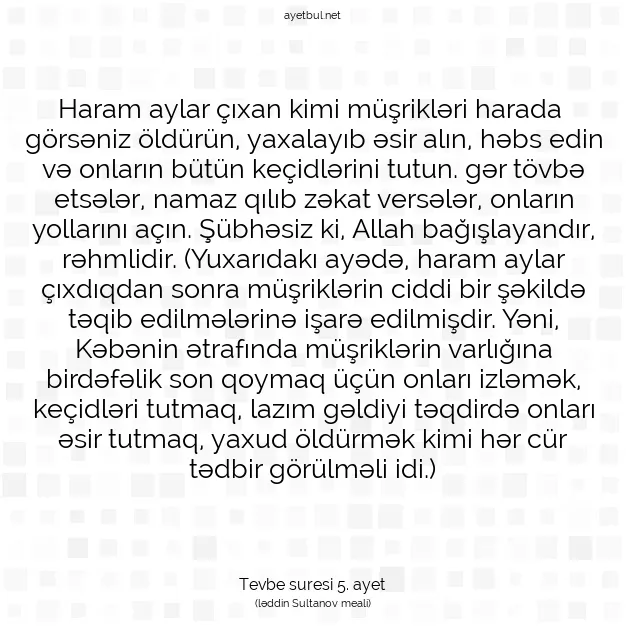 Ayetbul | Kuran Mealleri | Quran | Tevbe suresi 5. ayet