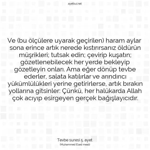 Ayetbul | Kuran Mealleri | Quran | Tevbe suresi 5. ayet
