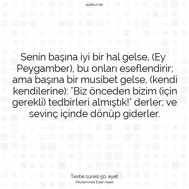 Ayetbul | Kuran Mealleri | Quran | Tevbe suresi 50. ayet