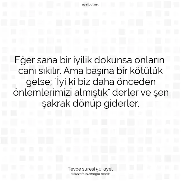 Ayetbul | Kuran Mealleri | Quran | Tevbe suresi 50. ayet