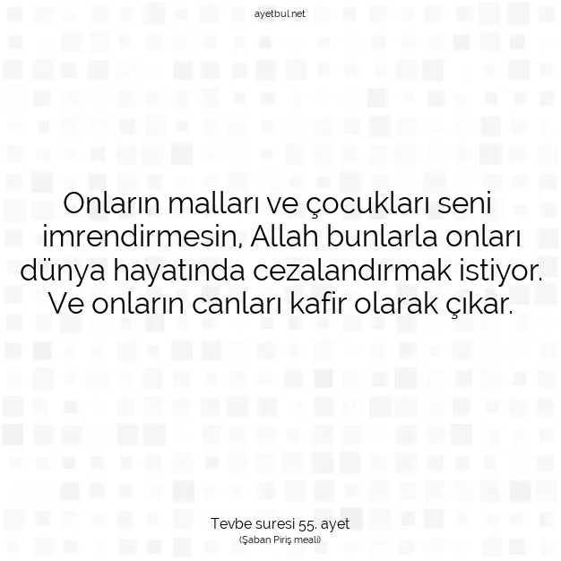 Ayetbul | Kuran Mealleri | Quran | Tevbe suresi 55. ayet