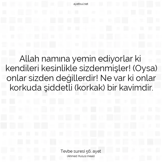 Ayetbul | Kuran Mealleri | Quran | Tevbe suresi 56. ayet