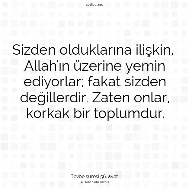 Ayetbul | Kuran Mealleri | Quran | Tevbe suresi 56. ayet