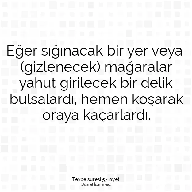 Ayetbul | Kuran Mealleri | Quran | Tevbe suresi 57. ayet