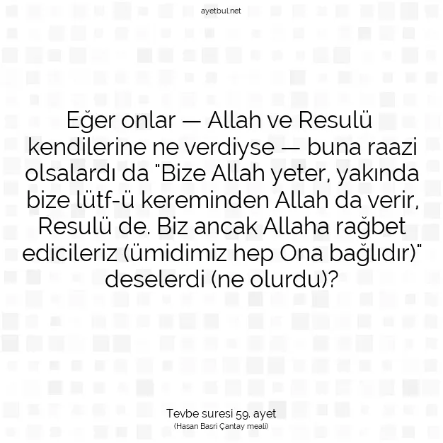 Ayetbul | Kuran Mealleri | Quran | Tevbe suresi 59. ayet