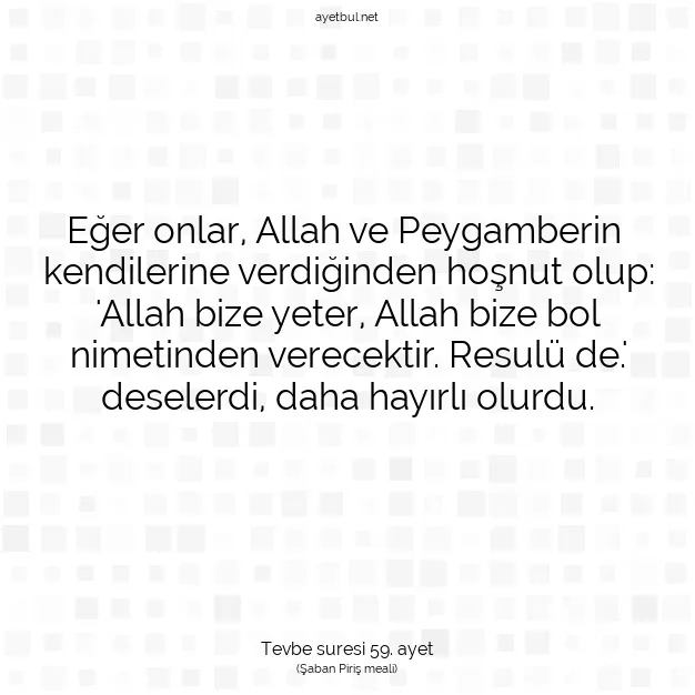 Ayetbul | Kuran Mealleri | Quran | Tevbe suresi 59. ayet