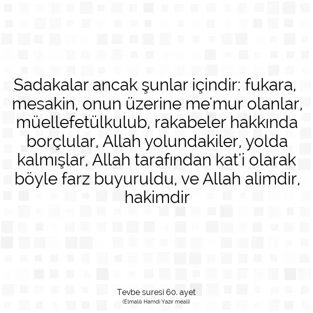 Ayetbul | Kuran Mealleri | Quran | Tevbe suresi 60. ayet