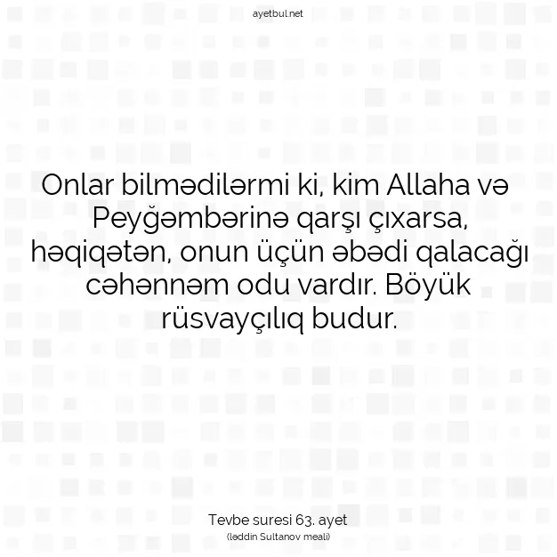 Ayetbul | Kuran Mealleri | Quran | Tevbe suresi 63. ayet