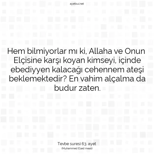 Ayetbul | Kuran Mealleri | Quran | Tevbe suresi 63. ayet