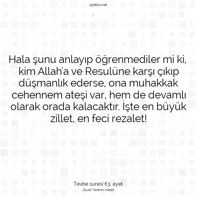 Ayetbul | Kuran Mealleri | Quran | Tevbe suresi 63. ayet