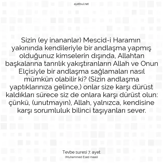 Ayetbul | Kuran Mealleri | Quran | Tevbe suresi 7. ayet