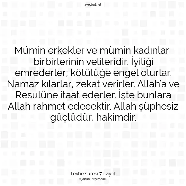 Ayetbul | Kuran Mealleri | Quran | Tevbe suresi 71. ayet