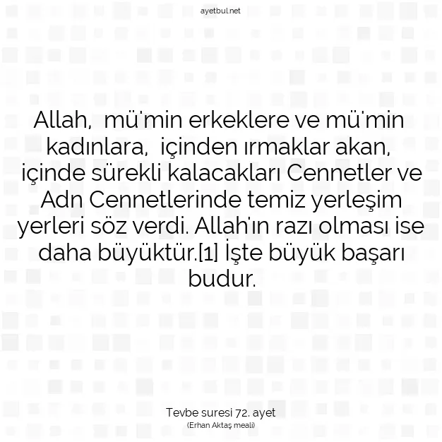 Ayetbul | Kuran Mealleri | Quran | Tevbe suresi 72. ayet