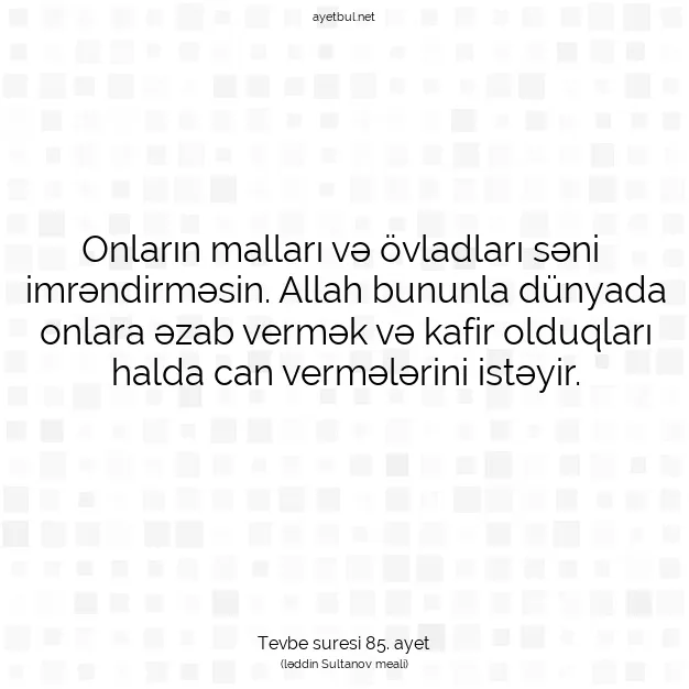 Ayetbul | Kuran Mealleri | Quran | Tevbe suresi 85. ayet