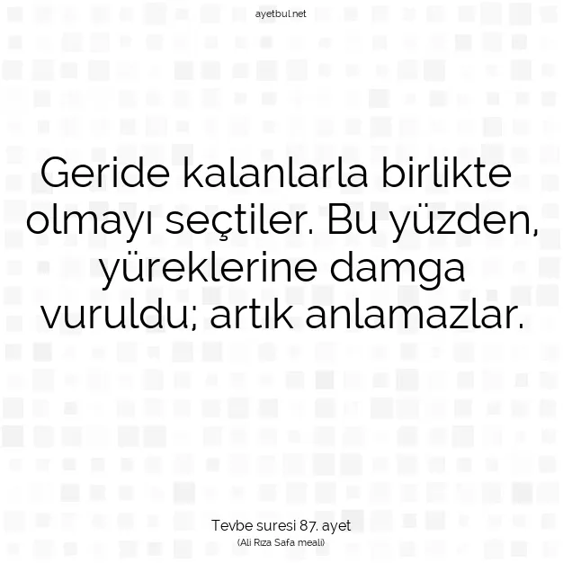 Ayetbul | Kuran Mealleri | Quran | Tevbe suresi 87. ayet