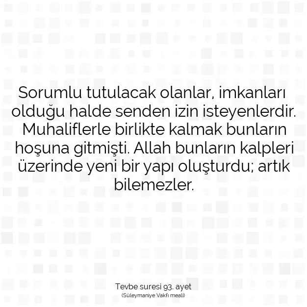 Ayetbul | Kuran Mealleri | Quran | Tevbe suresi 93. ayet