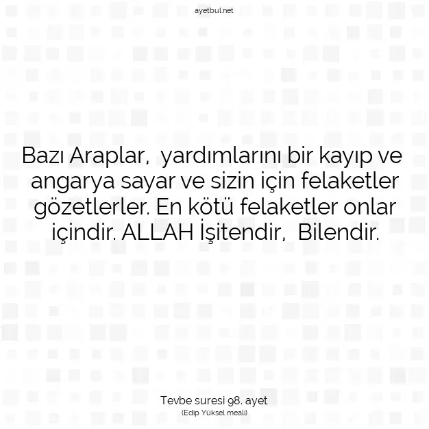 Ayetbul | Kuran Mealleri | Quran | Tevbe suresi 98. ayet