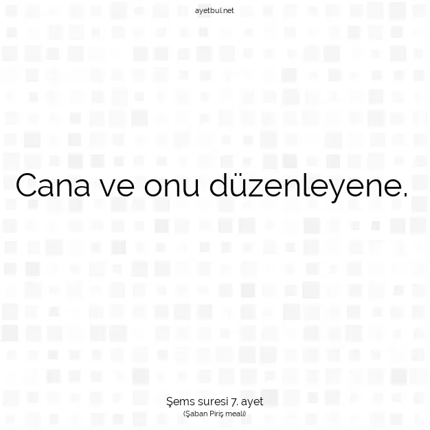 Ayetbul | Kuran Mealleri | Quran | Şems suresi 7. ayet
